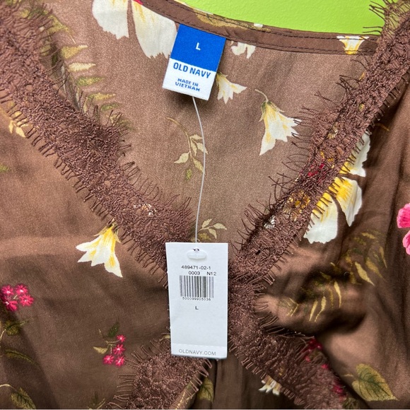 Lace-Trimmed Floral Satin Cami Top size L NWT - Picture 4 of 6